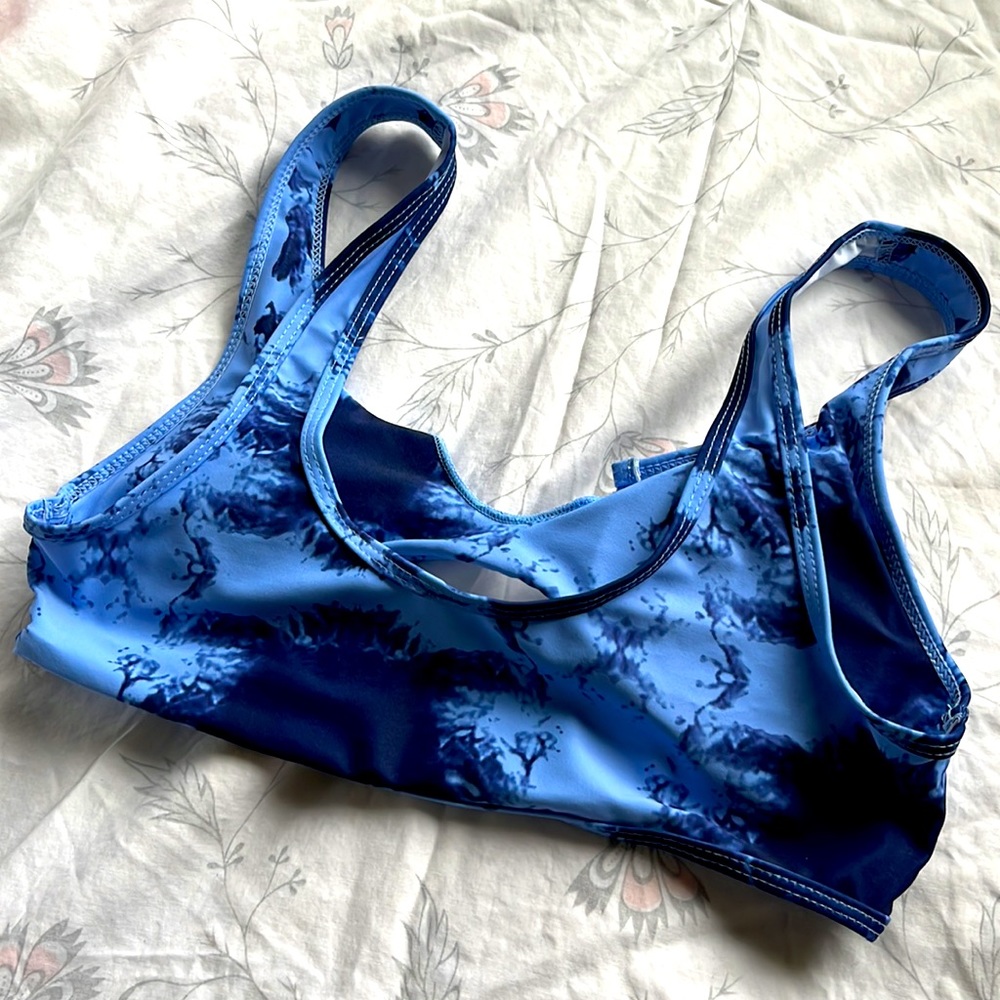 Blue Tie Dye Bathing Suit Top